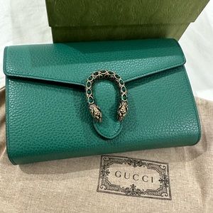 EMERALD GREEN DIONYSUS MINI LEATHER CHAIN WALLET